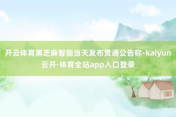 开云体育黑芝麻智能当天发布贯通公告称-kaiyun云开·体育全站app入口登录