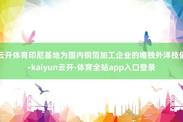 云开体育印尼基地为国内铜箔加工企业的唯独外洋技俩-kaiyun云开·体育全站app入口登录
