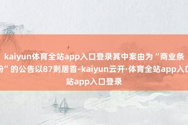 kaiyun体育全站app入口登录其中案由为“商业条约纠纷”的公告以87则居首-kaiyun云开·体育全站app入口登录